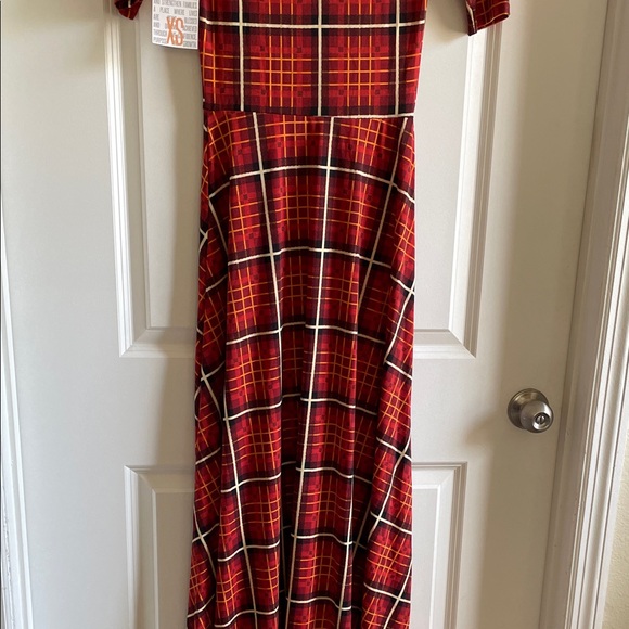 2 for $20 LuLaRoe Ana maxi dress Red and Black Plaid XS NWT - Picture 10 of 11